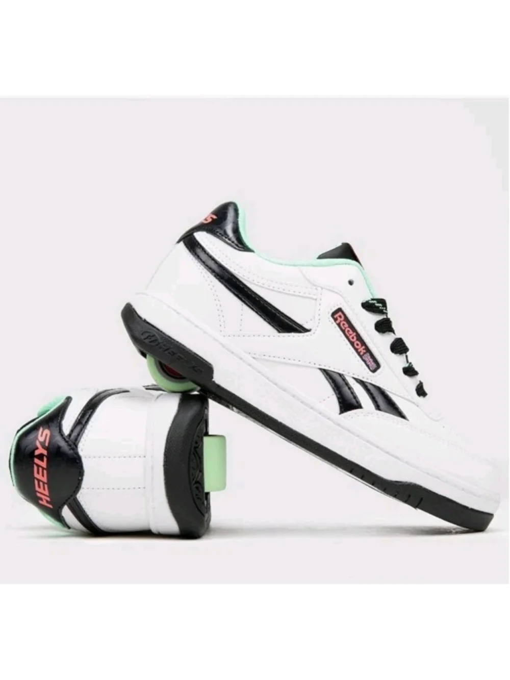 Reebok x Heelys Roller Shoes White Black Mint Green Women's US 7 EU39 Youth 5